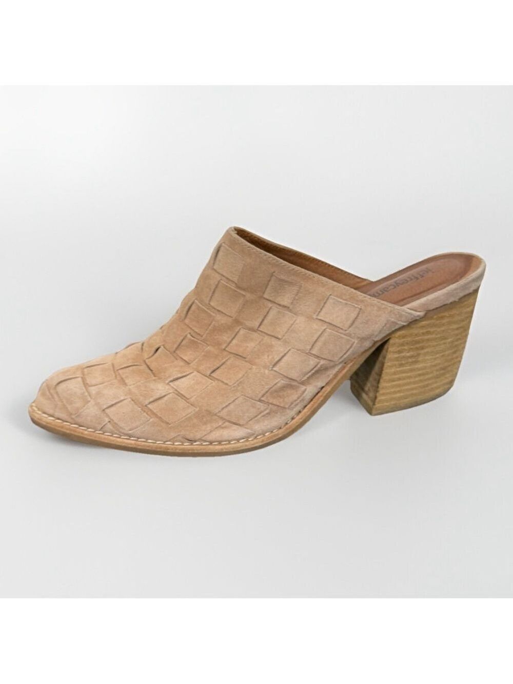 Jeffrey Campbell Anthropologie Favela Suede Weave Mules Clogs 7.5 Tan Women Boho